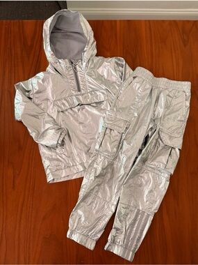 IVY PARK Metallic Silver Hooded Windbreaker Jacket